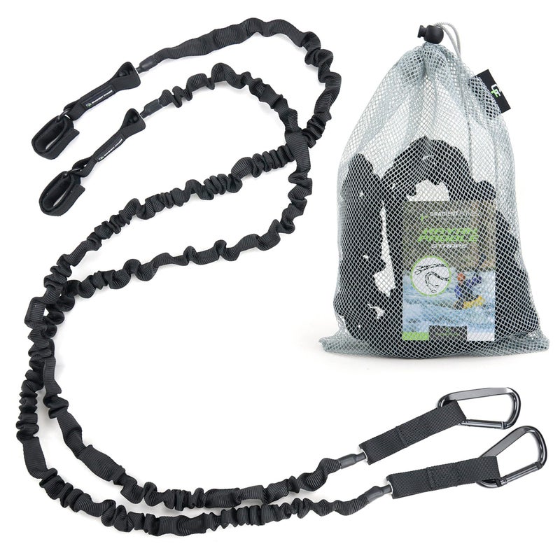 Gradient Fitness 2 Pack Kayak Paddle Leash, 5-8 Feet Stretchable Paddle Strap with Carabiner Secure Leash Lanyard Rope for SUP Kayak Canoe Paddle Fishing Pole Rod - Image 1